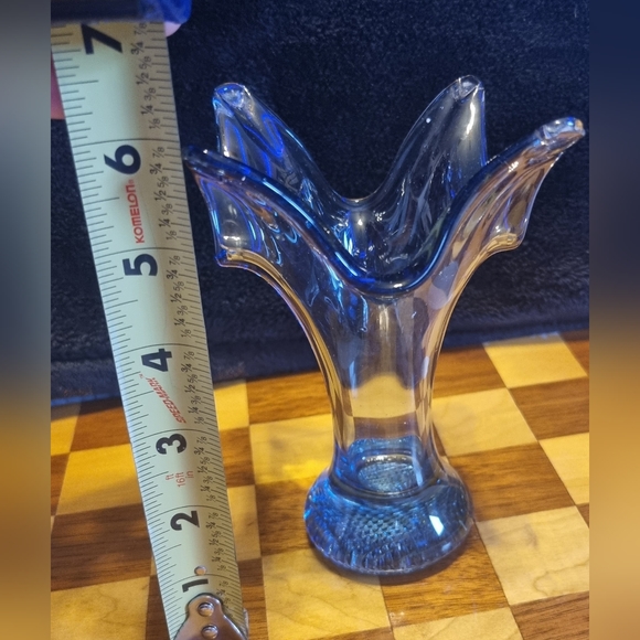 Mid century modern blue swung glass vase - Picture 2 of 6